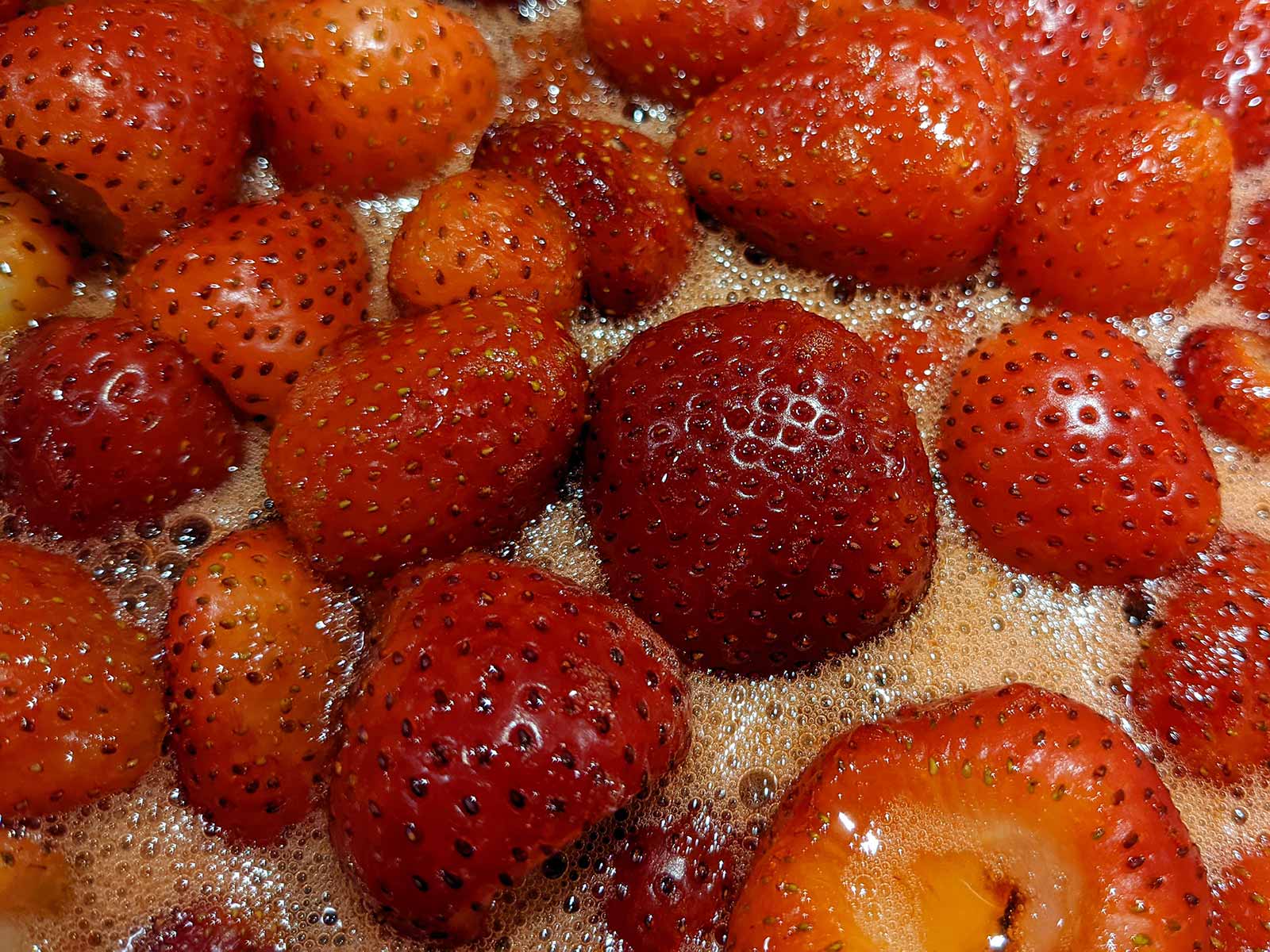 Strawberries Cooking Close-Up