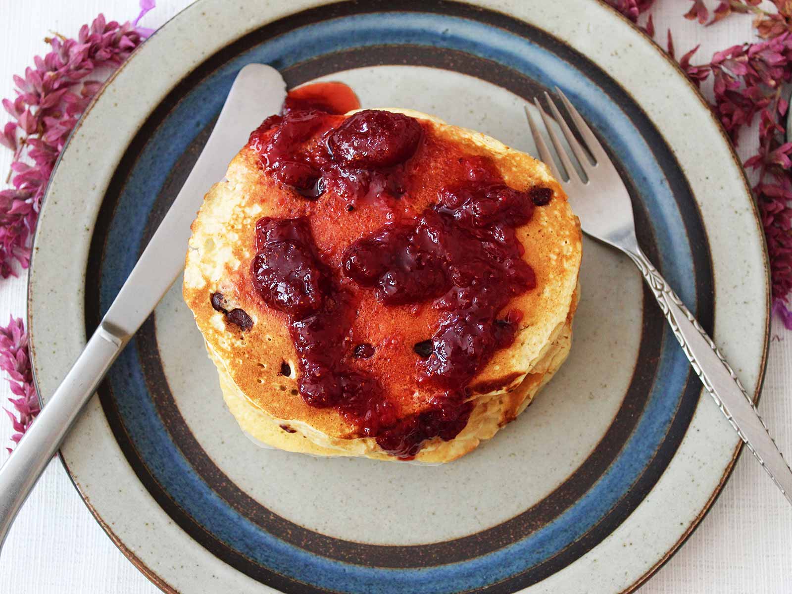 Strawberry Jam with Aged Balsamic on pancakes